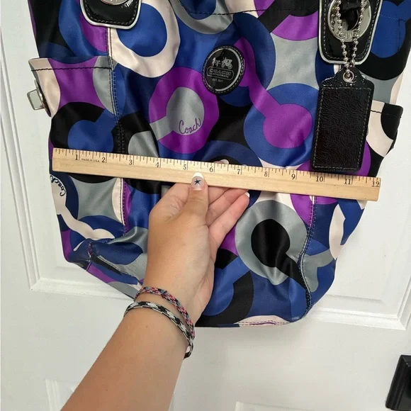 Coach Blue and Purple Circle Pattern Tote - Picture 12 of 16